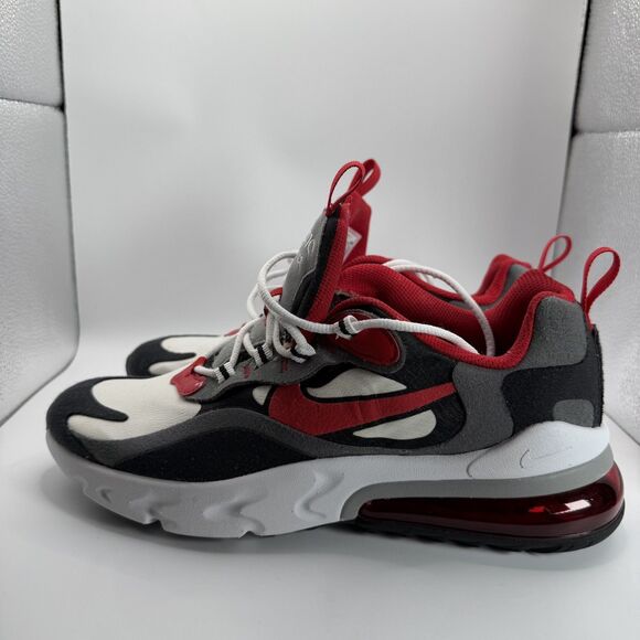 Nike Air Max 270 React GS Shoes Kids Size 7 Gray Red Black Cushioned BQ0103-011 - Picture 8 of 13